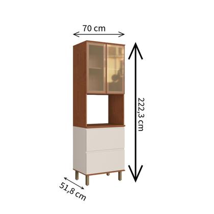 Imagem de Armário Torre Forno para Micro-ondas 100% Mdf com Vidro Reflecta e Detahes em 45 Graus