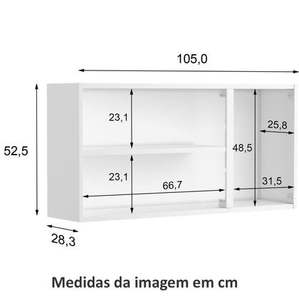 Imagem de Armário Triplo Bertolini com vidro Evidence Aço 120 cm 3 portas - Branco/Preto