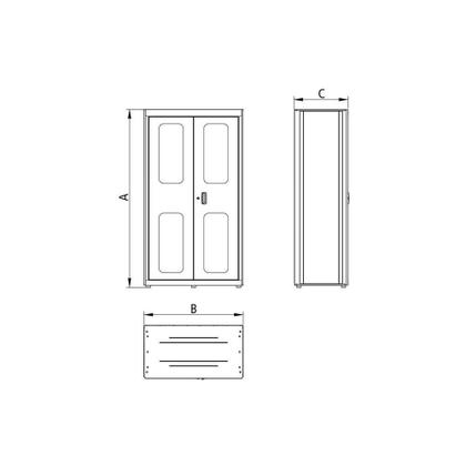 Imagem de Armário Vertical Para Ferramentas 2 Portas Com Visores E 5 Gavetas Tramontina Pro Cinza Tramontina