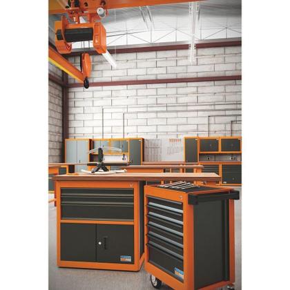 Imagem de Armário Vertical Para Ferramentas 2 Portas Com Visores E 5 Gavetas Tramontina Pro Cinza Tramontina