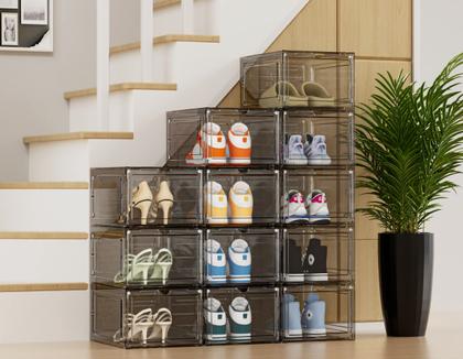 Imagem de Armazenamento de sapatos HOMIDEC, organizador de sapatos, plástico rígido, pacote com 6