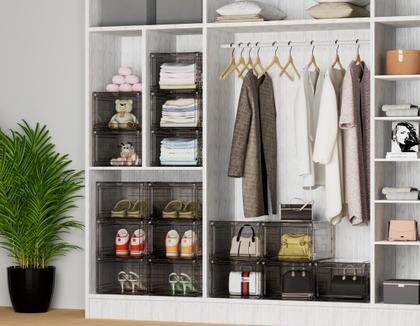 Imagem de Armazenamento de sapatos HOMIDEC, organizador de sapatos, plástico rígido, pacote com 6