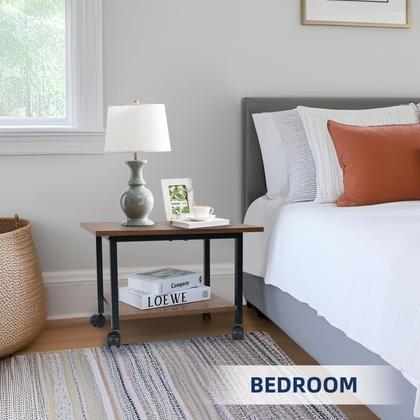 Imagem de Armazenamento de suporte de impressora com prateleira de armazenamento marrom rústico