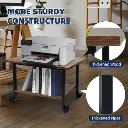 Imagem de Armazenamento de suporte de impressora com prateleira de armazenamento marrom rústico