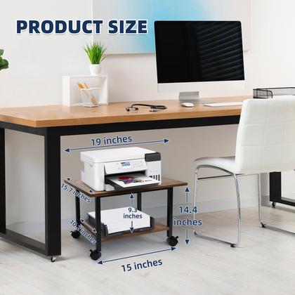 Imagem de Armazenamento de suporte de impressora com prateleira de armazenamento marrom rústico