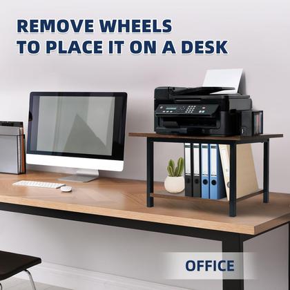 Imagem de Armazenamento de suporte de impressora com prateleira de armazenamento marrom rústico