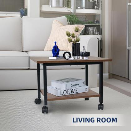 Imagem de Armazenamento de suporte de impressora com prateleira de armazenamento marrom rústico