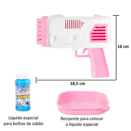 Imagem de Arminha Lança Bolhas de Sabão Máquina de Fazer Bolhas Rosa 36 Furos