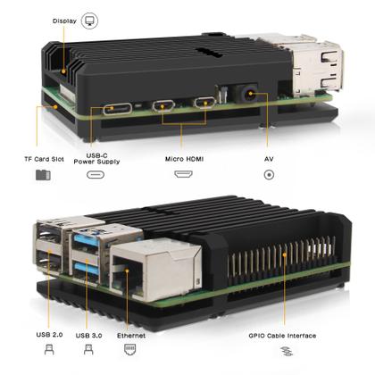 Imagem de Armor Case Geekworm para liga de alumínio Raspberry Pi 4 modelo B