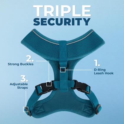 Imagem de Arnês para cães Voyager Aerolite No Pull Mesh com costura leve, macia, respirável, reflexiva e alças ajustáveis para caminhar, correr, treinar, ser pesado e durável  turquesa, XS