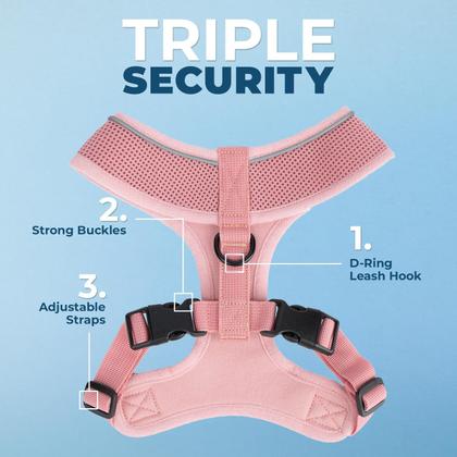 Imagem de Arnês para cães Voyager Aerolite No Pull Mesh rosa tamanho M
