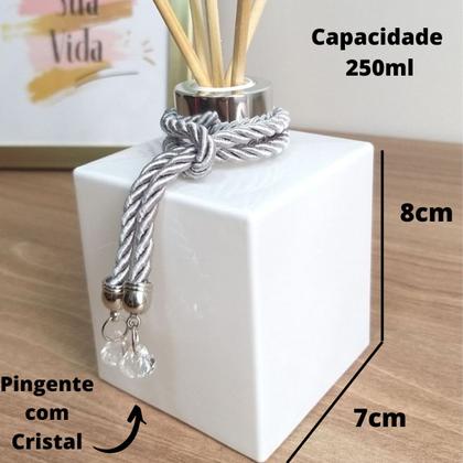 Imagem de Aromatizador Ambiente Difusor de Varetas Decoração Sala Lavabo Banheiro Lavabo Pingente Decoração Sala-Organizador-Branco e Prata