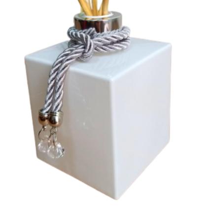 Imagem de Aromatizador Ambiente Difusor de Varetas Decoração Sala Lavabo Banheiro Lavabo Pingente Decoração Sala-Organizador-Branco e Prata