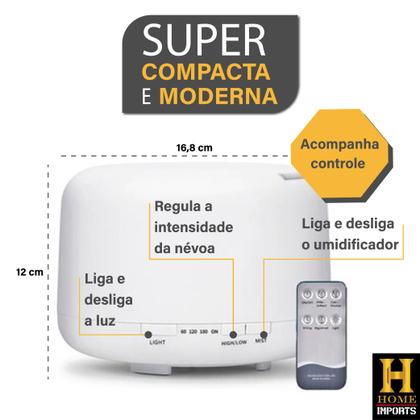 Imagem de Aromatizador Ambiente Difusor Umidificador Eletrico 300ml Com Controle Remoto