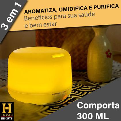 Imagem de Aromatizador Ambiente Difusor Umidificador Eletrico 300ml Com Controle Remoto