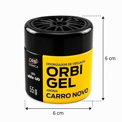 Imagem de Aromatizante Para Carros e Outros Ambientes Em Gel Fragrância Carro Novo 55g Orbi Química Kit com 2