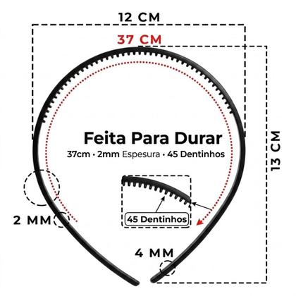 Imagem de Arquinho Para Cabelo Tiara Médio Preta Para Artesanato Com 10 Unidades