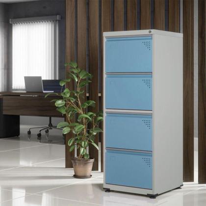 Imagem de Arquivo Em Aço 4 Gavetas Com Portas Azul - Pandin