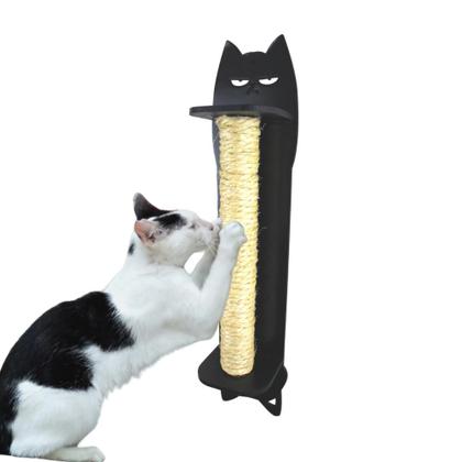 Imagem de Arranhador De Madeira Vertical Com Duas Faces Gato Com Sisal Cor Preta