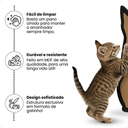 Imagem de Arranhador de Parede Afiador para Gatos com Juta de Sisal 44x23cm Fixo
