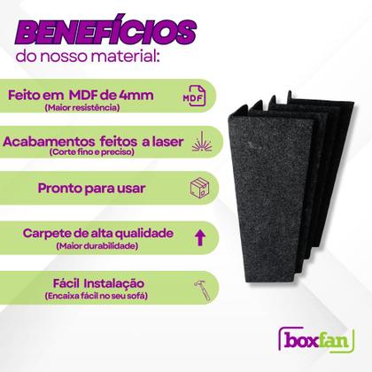 Imagem de Arranhador de Sofá para Gato em MDF com Carpete Canto Lateral Protetor Cama Box Kit com 4 Unidades