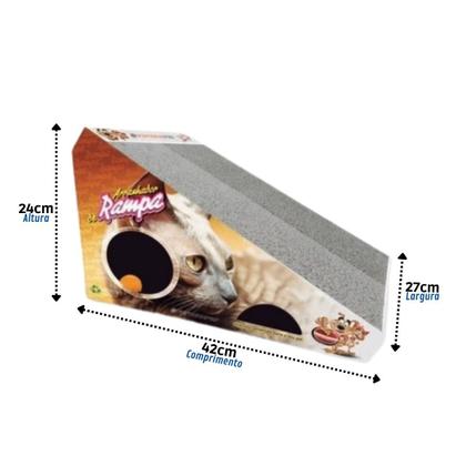 Imagem de Arranhador Furacao Pet Rampa p/ Gatos c/ 2 Bolinhas Brinquedo