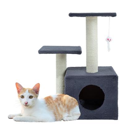 Imagem de Arranhador para Gatos American Pets-Chalesco - Torre Dupla com Toca e Brinquedo - 37x46cm