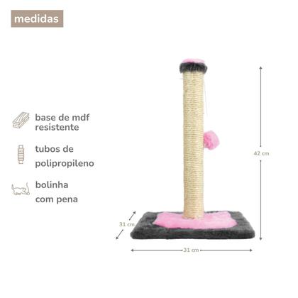 Imagem de Arranhador Para Gatos Poste P Torre Sisal Com Bolinha Poste Horizontal