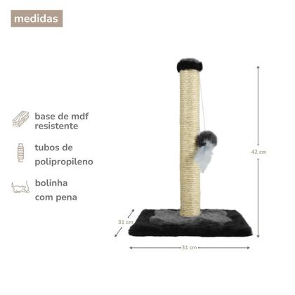 Imagem de Arranhador Para Gatos Poste P Torre Sisal Com Bolinha Poste Horizontal