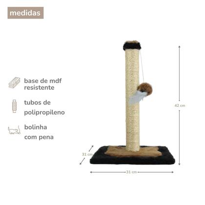 Imagem de Arranhador Para Gatos Poste P Torre Sisal Com Bolinha Poste Horizontal
