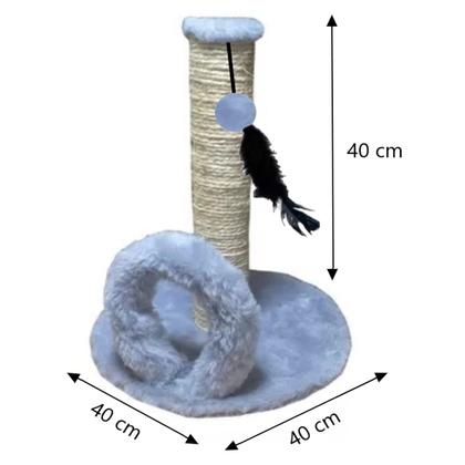 Imagem de Arranhador Para Gatos Redondo Cinza Poste Com Brinquedo Arco