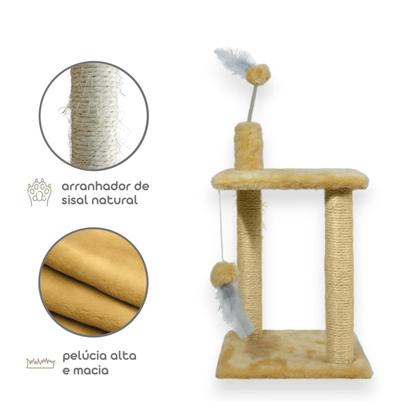 Imagem de Arranhador para Gatos Sisal Plataforma 2 Andares com Brinquedo