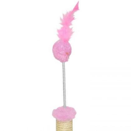 Imagem de Arranhador Poste Para Pets Gatos Redondo Pequeno em Pelúcia 18x18x23 cm Rosa