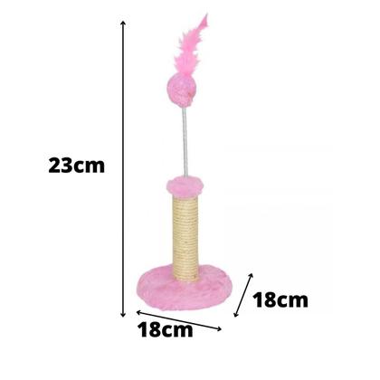 Imagem de Arranhador Poste Para Pets Gatos Redondo Pequeno em Pelúcia 18x18x23 cm Rosa