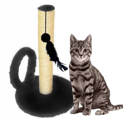 Imagem de Arranhador Preto Para Gatos Redondo Poste Com Brinquedo Arco