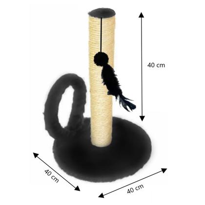 Imagem de Arranhador Preto Para Gatos Redondo Poste Com Brinquedo Arco
