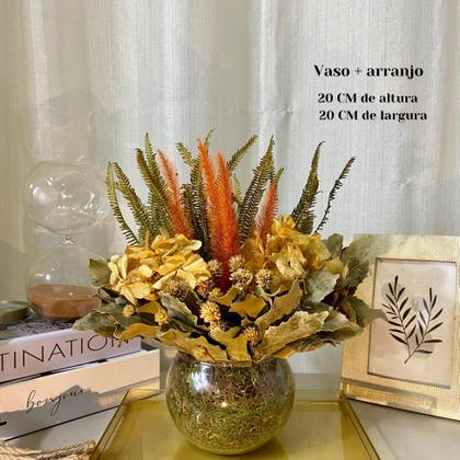 Imagem de Arranjo Com Flores Desidratadas Cores Vibrantes + Vaso