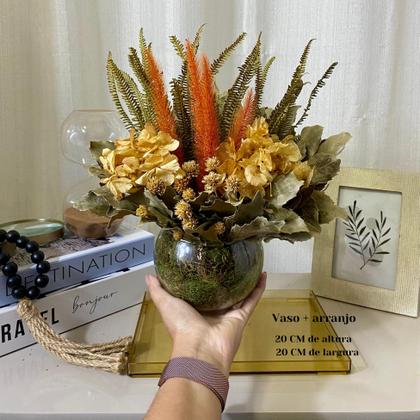 Imagem de Arranjo Com Flores Desidratadas Cores Vibrantes + Vaso