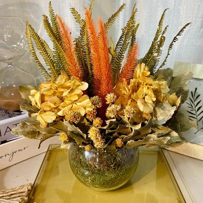 Imagem de Arranjo Com Flores Desidratadas Cores Vibrantes + Vaso