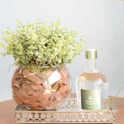 Arranjo de Folhagem Eucalipto Artificial no Vaso de Vidro Formosinha Imagem de Arranjo de Folhagem Eucalipto Artificial no Vaso de Vidro Formosinha