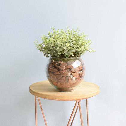 Arranjo de Folhagem Eucalipto Artificial no Vaso de Vidro Formosinha Imagem de Arranjo de Folhagem Eucalipto Artificial no Vaso de Vidro Formosinha