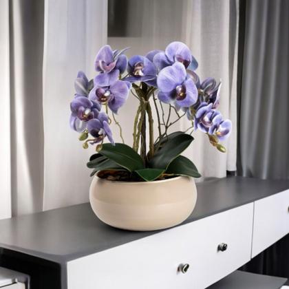 Imagem de Arranjo De Orquídea 4 Hastes Flor Artificial Centro de Mesa Decorativo