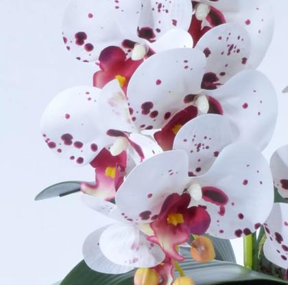 Imagem de Arranjo de Orquídea Artificial Branca em Centro de Mesa com Vaso de Vidro - Zent Future