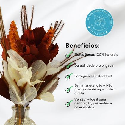 Imagem de Arranjo Floral Seco no Vaso de Vidro Decorativo - Laranja