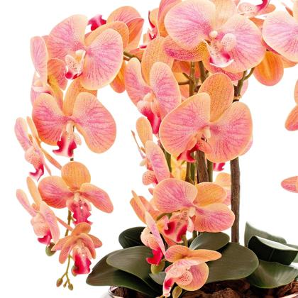 Imagem de Arranjo Grande Centro De Mesa 8 Cadeiras Orquídea Artificial Vaso Vidro Rosê Espelhado