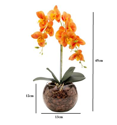 Imagem de Arranjo Orquídea Haste Tripla Silicone 3D Vaso Vidro Decorativo