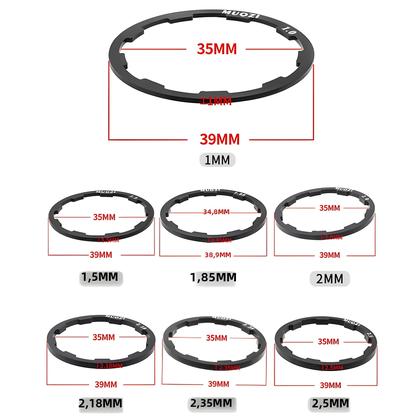 Imagem de Arruelas de Cubo de Bicicleta Muqzi - 5 Peças (1mm a 2,5mm) - Espaçadores para Junta de Volante de Cassete