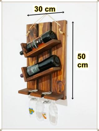 Imagem de Art e Lar Adega de Parede Barzinho para Vinhos e Taças Madeira Casa Decoração