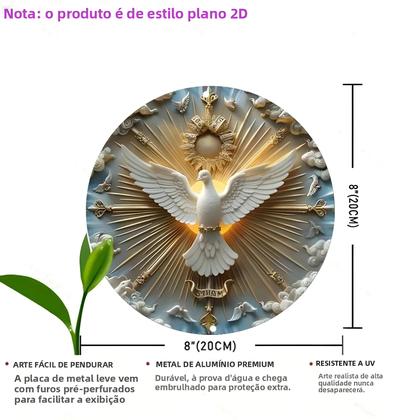 Imagem de Arte De Parede Em Alumínio Metal 3D Cristo Espírito Pomba 8x8 Polegadas Decoração De Parede Chinesa