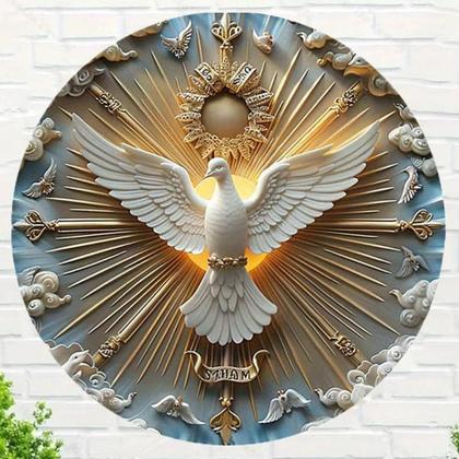 Imagem de Arte De Parede Em Alumínio Metal 3D Cristo Espírito Pomba 8x8 Polegadas Decoração De Parede Chinesa